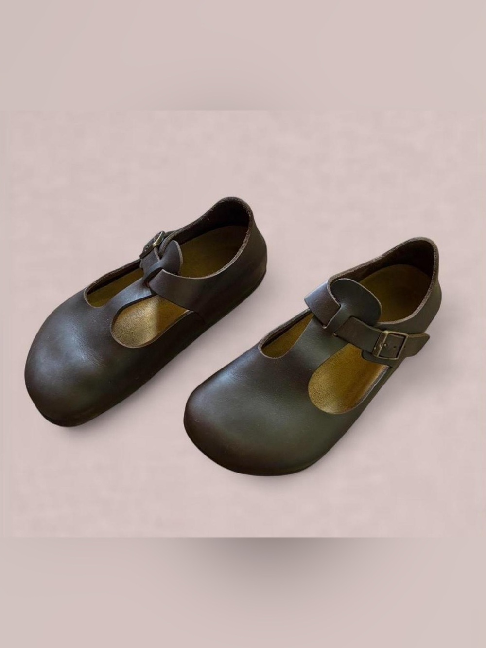 Rare Vintage Paris Birkenstock Brown Leather Mary Jane Clogs